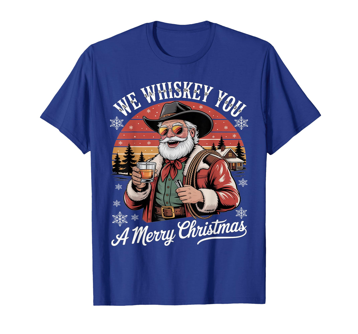 We Whiskey You A Merry Christmas Funny Santa Drinking T-Shirt