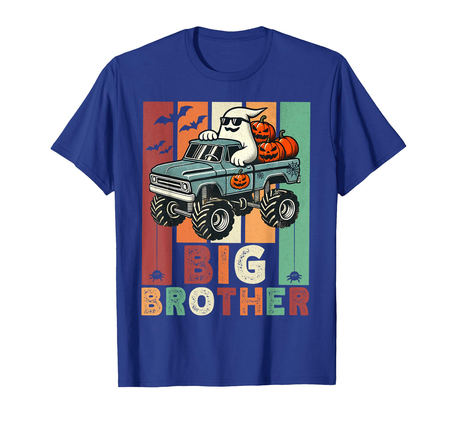 Vintage Ghost Monster Truck Halloween Big Brothers Pumpkins T-Shirt