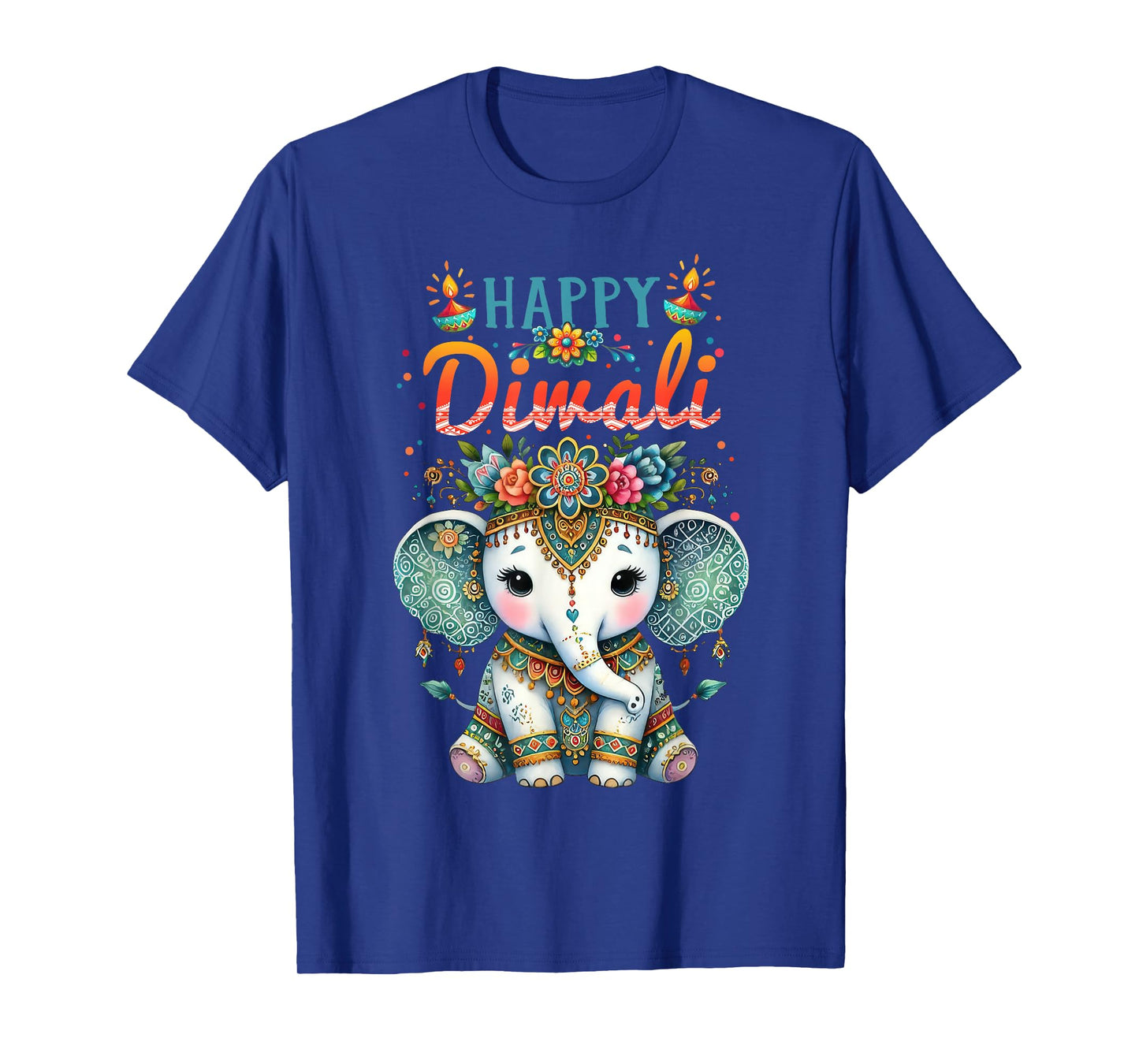 Happy Diwali 2025 Diya Rangoli Lamp Elephant Vintage Floral T-Shirt
