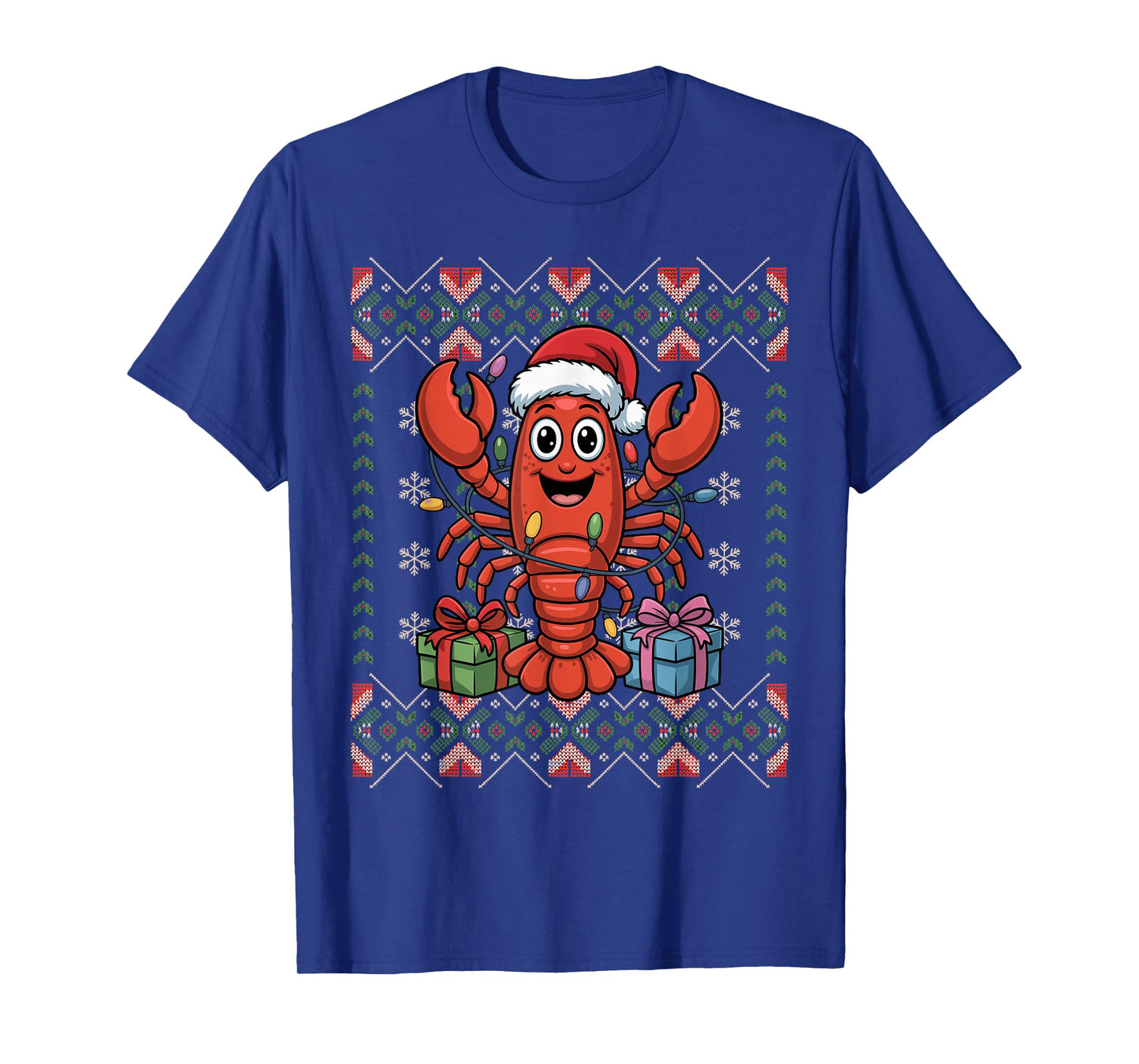 Santa Lobster Christmas Ugly Sweater Funny Holiday Pajamas T-Shirt