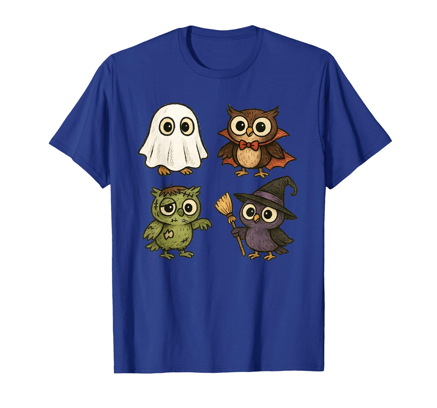 Owl Spooky Witch Boo Zombie Cute Owl Halloween Boys Girls T-Shirt