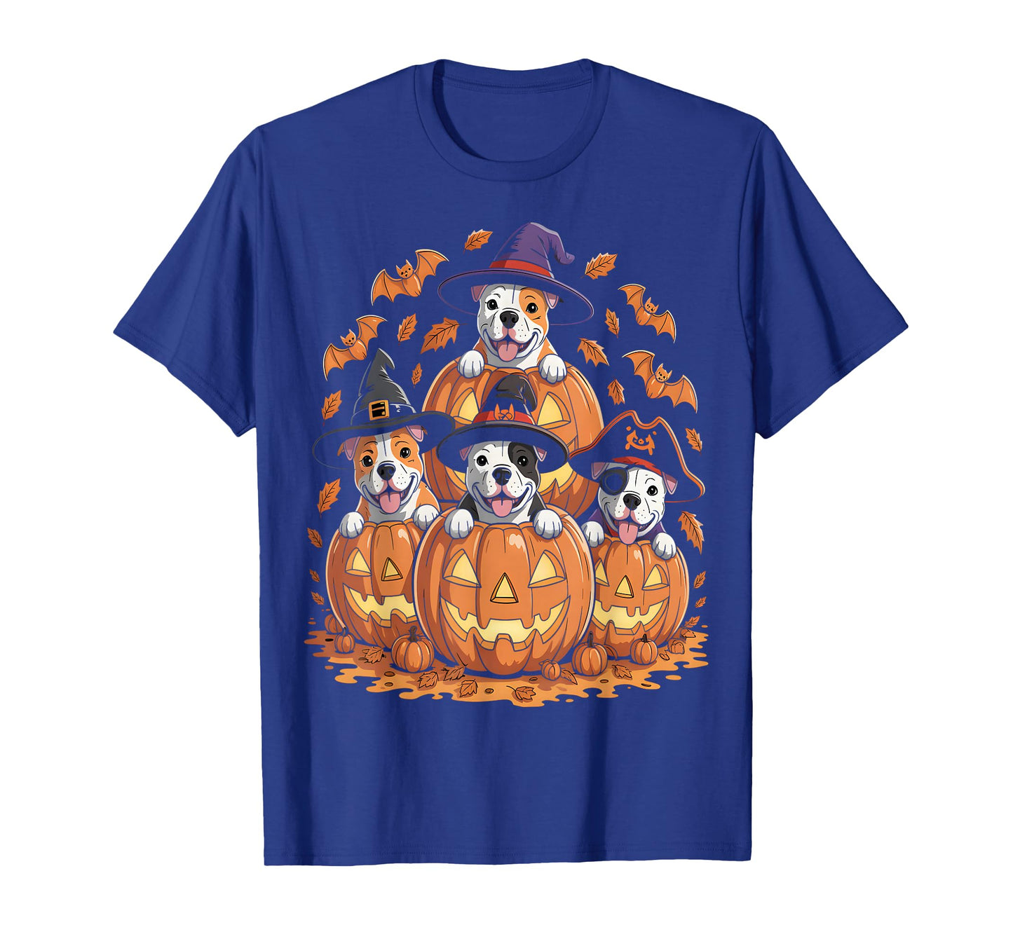 Halloween Pitbull Dogs Pumpkins T-Shirt