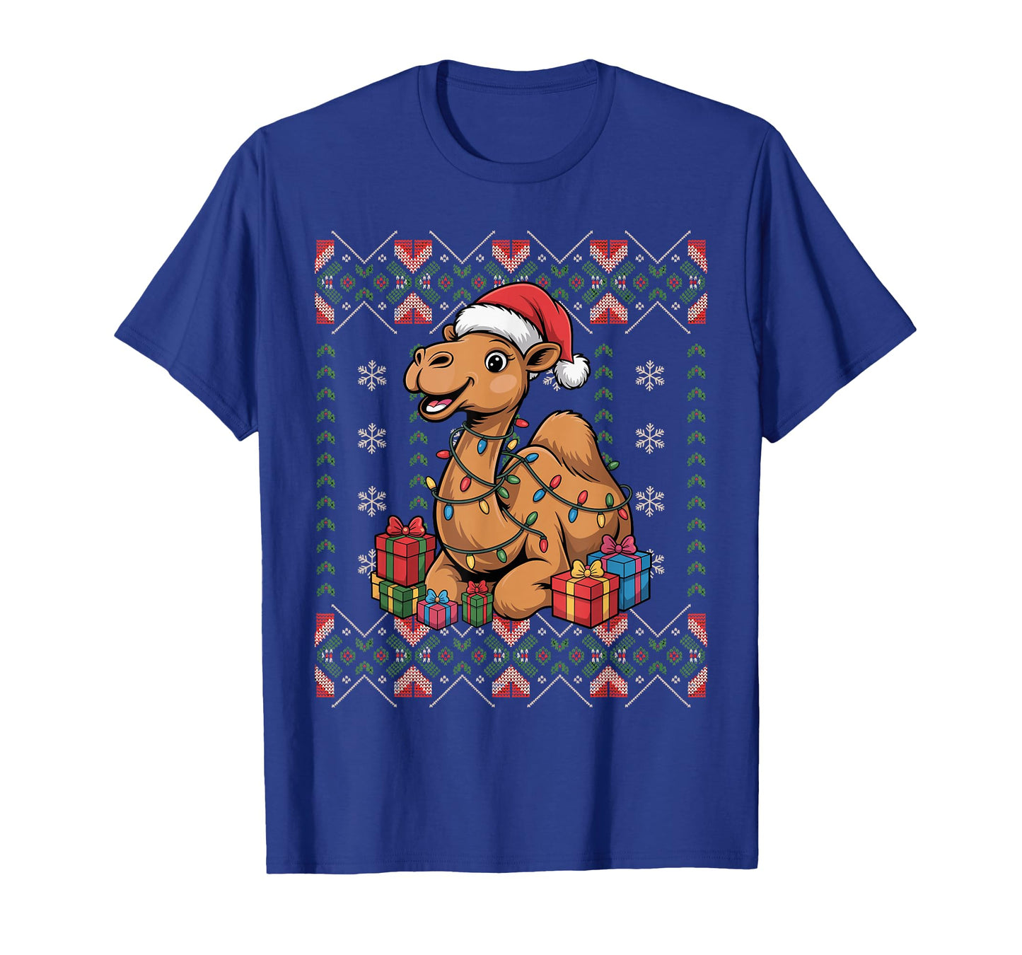 Santa Camel Christmas Ugly Sweater Funny Holiday Pajamas T-Shirt