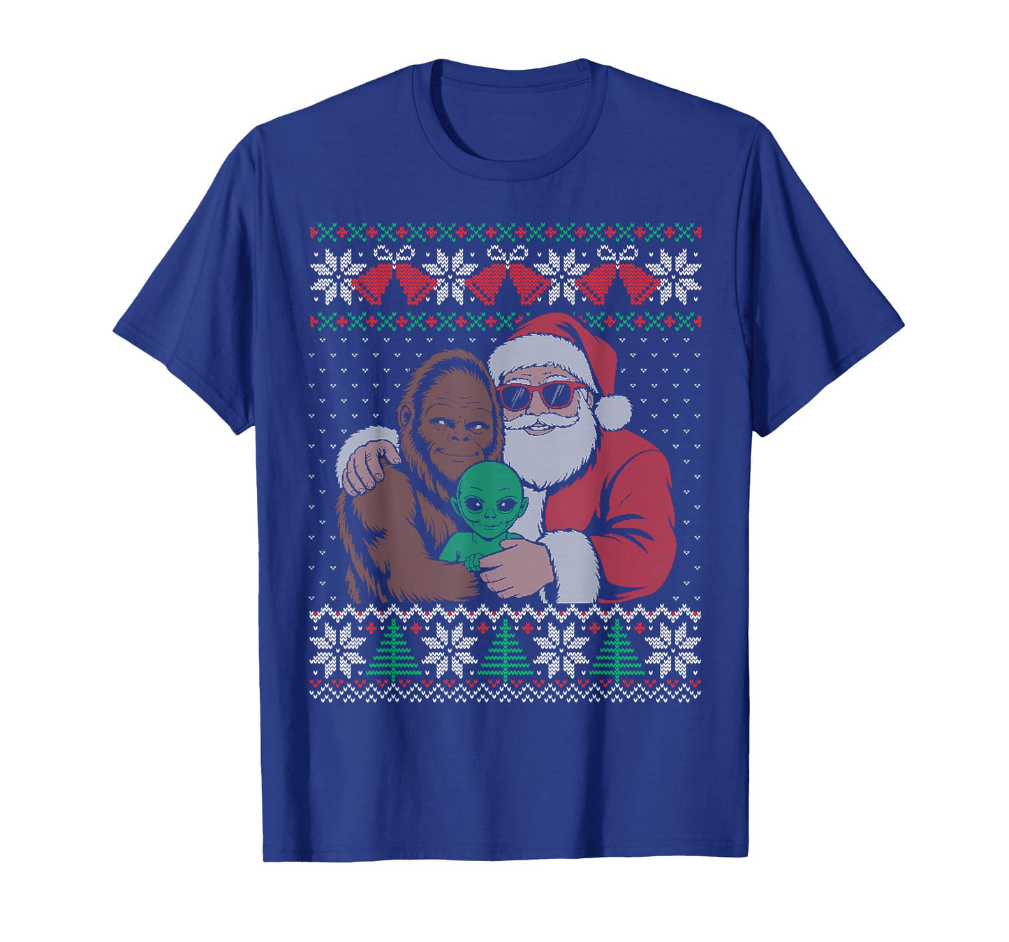 Alien Santa Bigfoot Ugly Christmas Sweater Funny T-Shirt