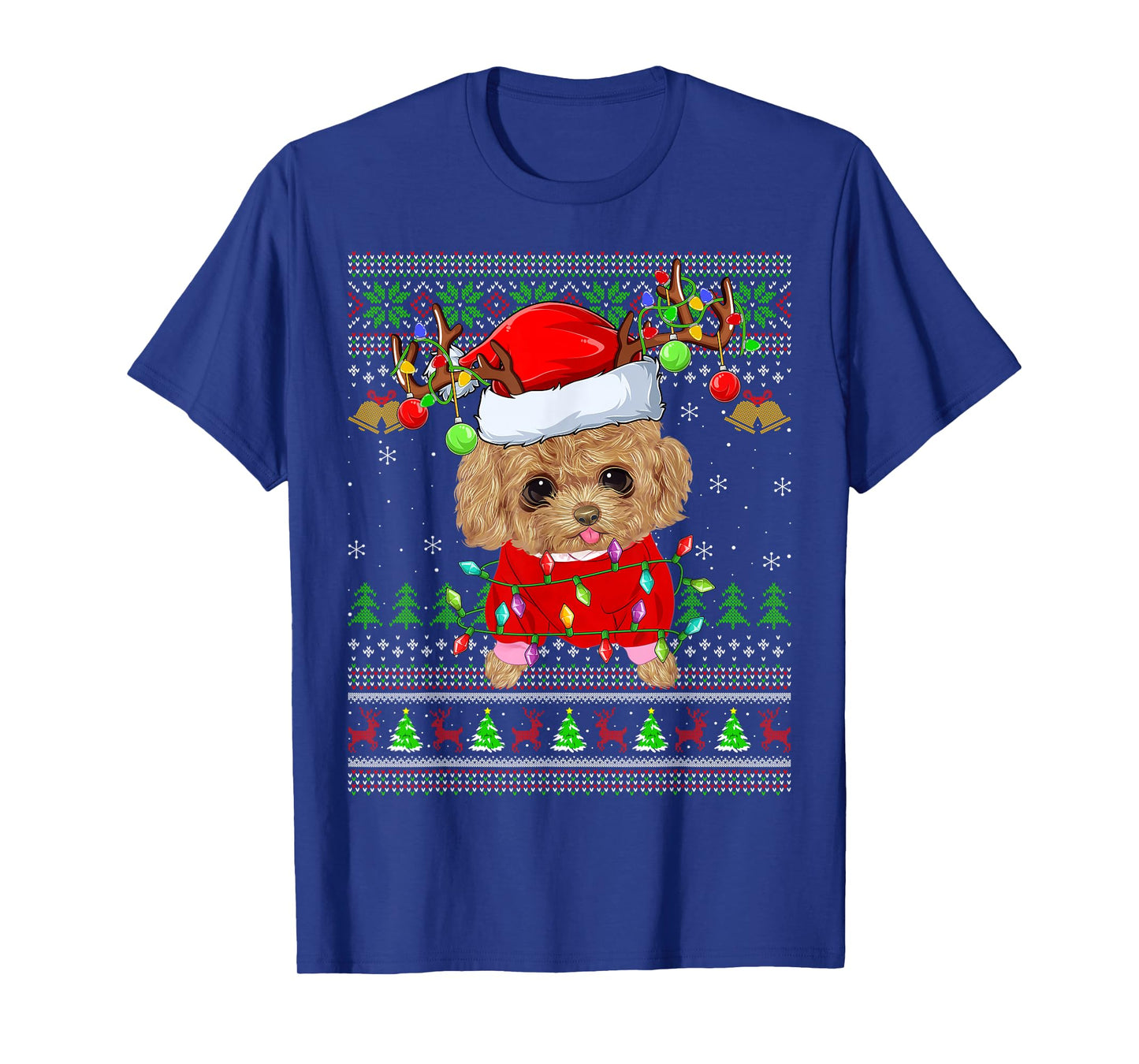 Toy Poodle Dog Ugly Christmas Sweaters Holiday Santa Xmas T-Shirt