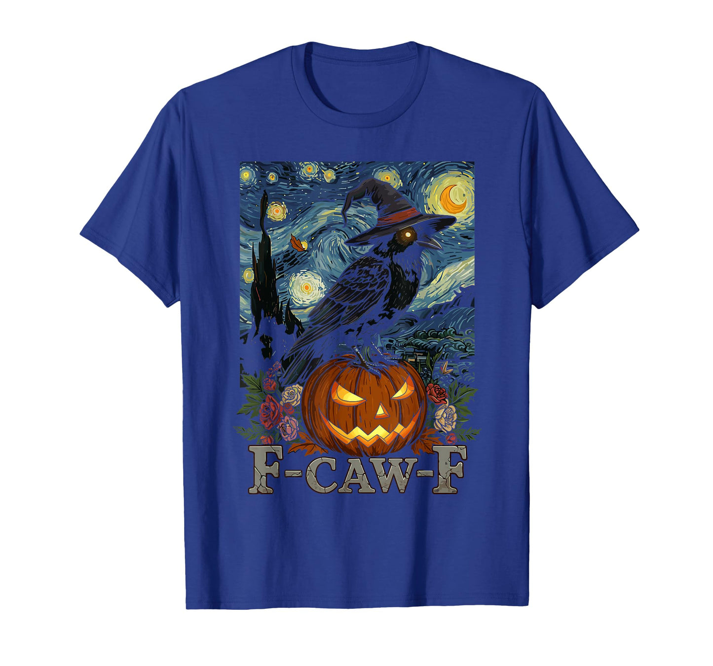 F-Caw-F Funny Crow Pumpkin Gothic Halloween Art T-Shirt