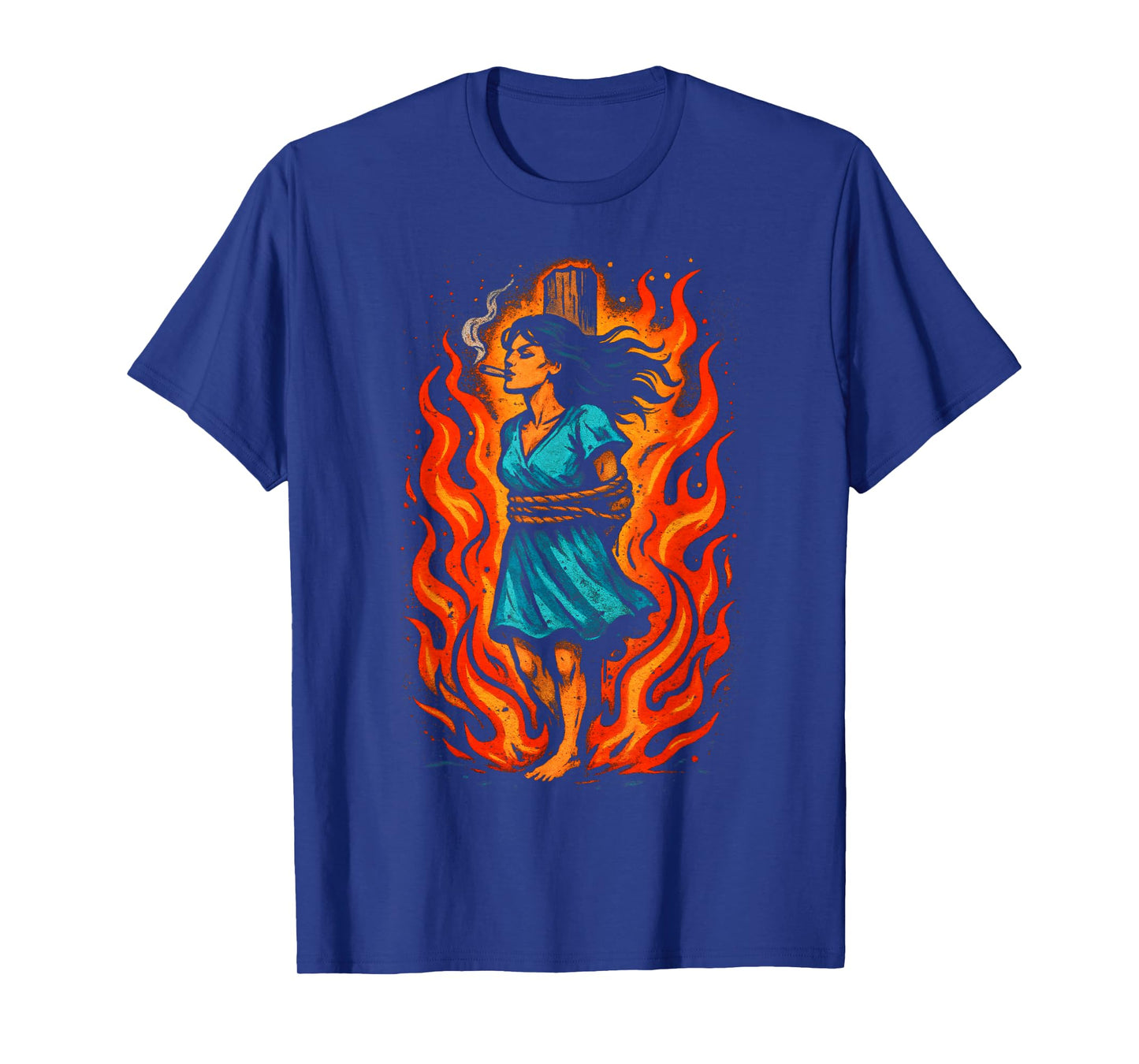 Witch Lighting Cigarette with Flames Occult Unholy Funny T-Shirt