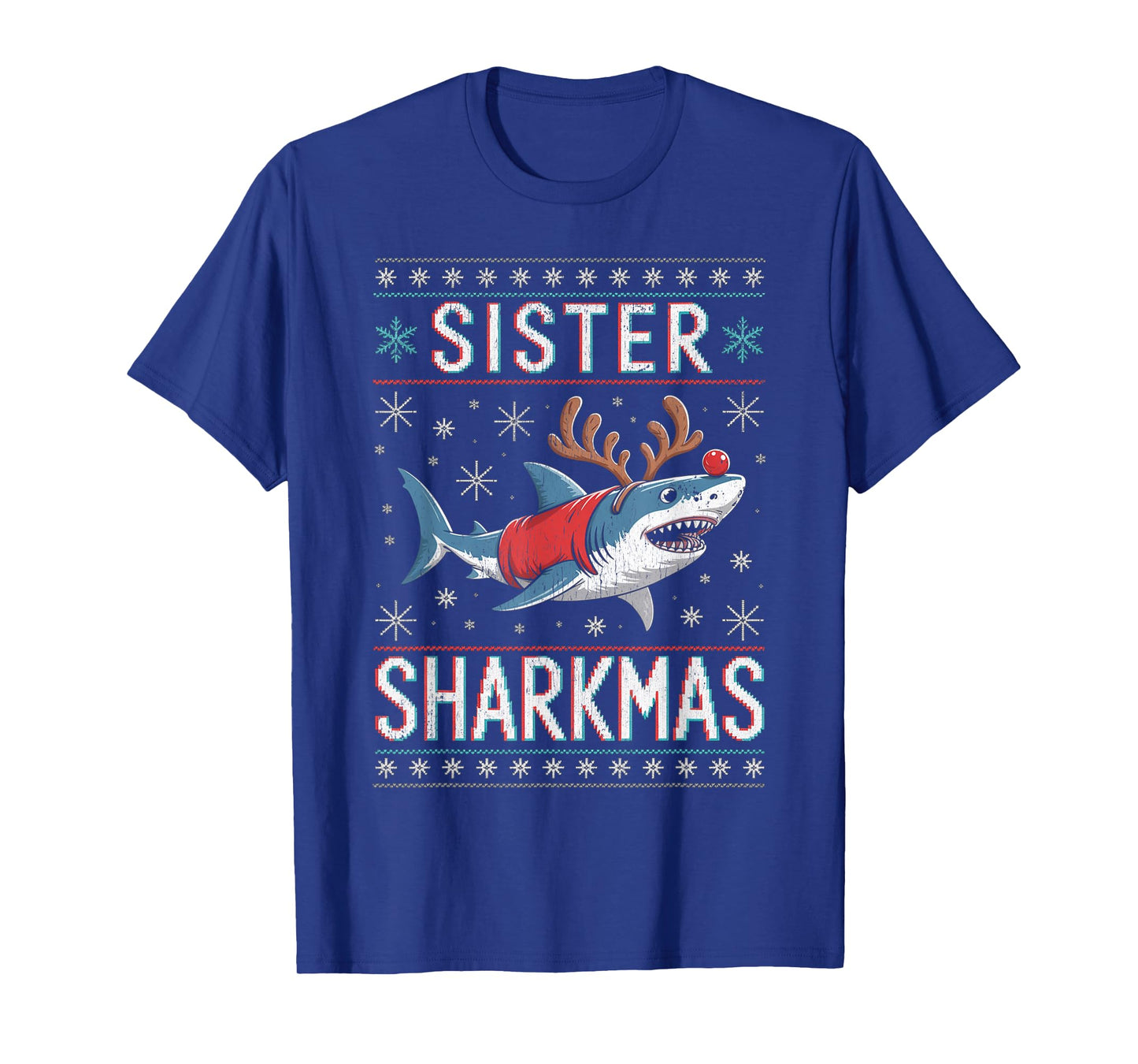 Sister Sharkmas Funny Shark Santa Hat Ugly Christmas Sweater T-Shirt