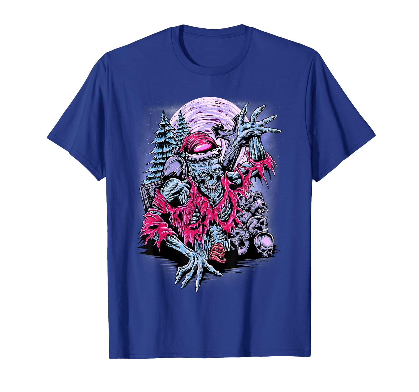 Horror Christmas Zombie Undead Santa Skull T-Shirt