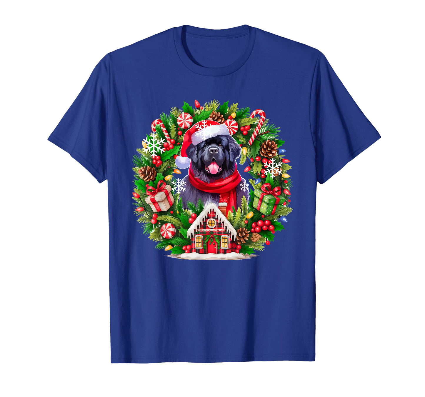 Santa Newfoundland Christmas Floral Circle Owner Kids T-Shirt