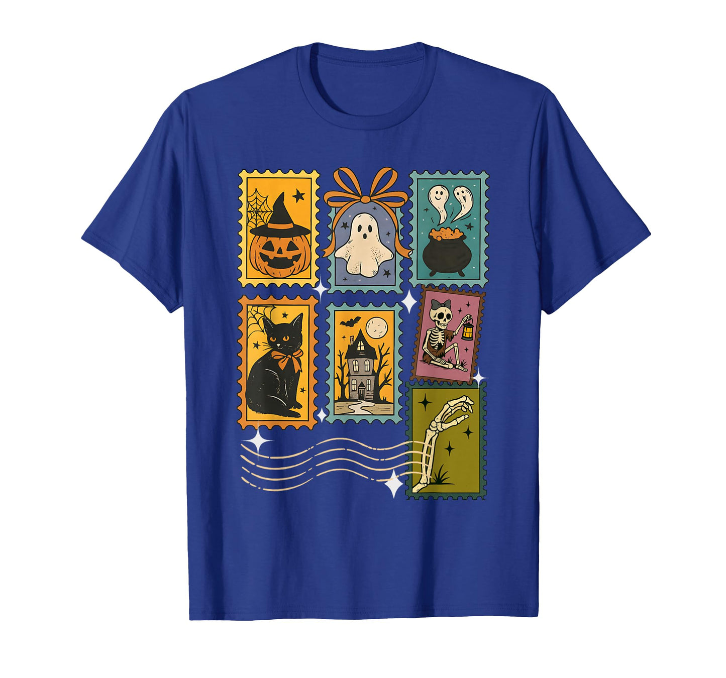Funny Cute Halloween Postage Stamp Spooky Cartoon Art tee T-Shirt