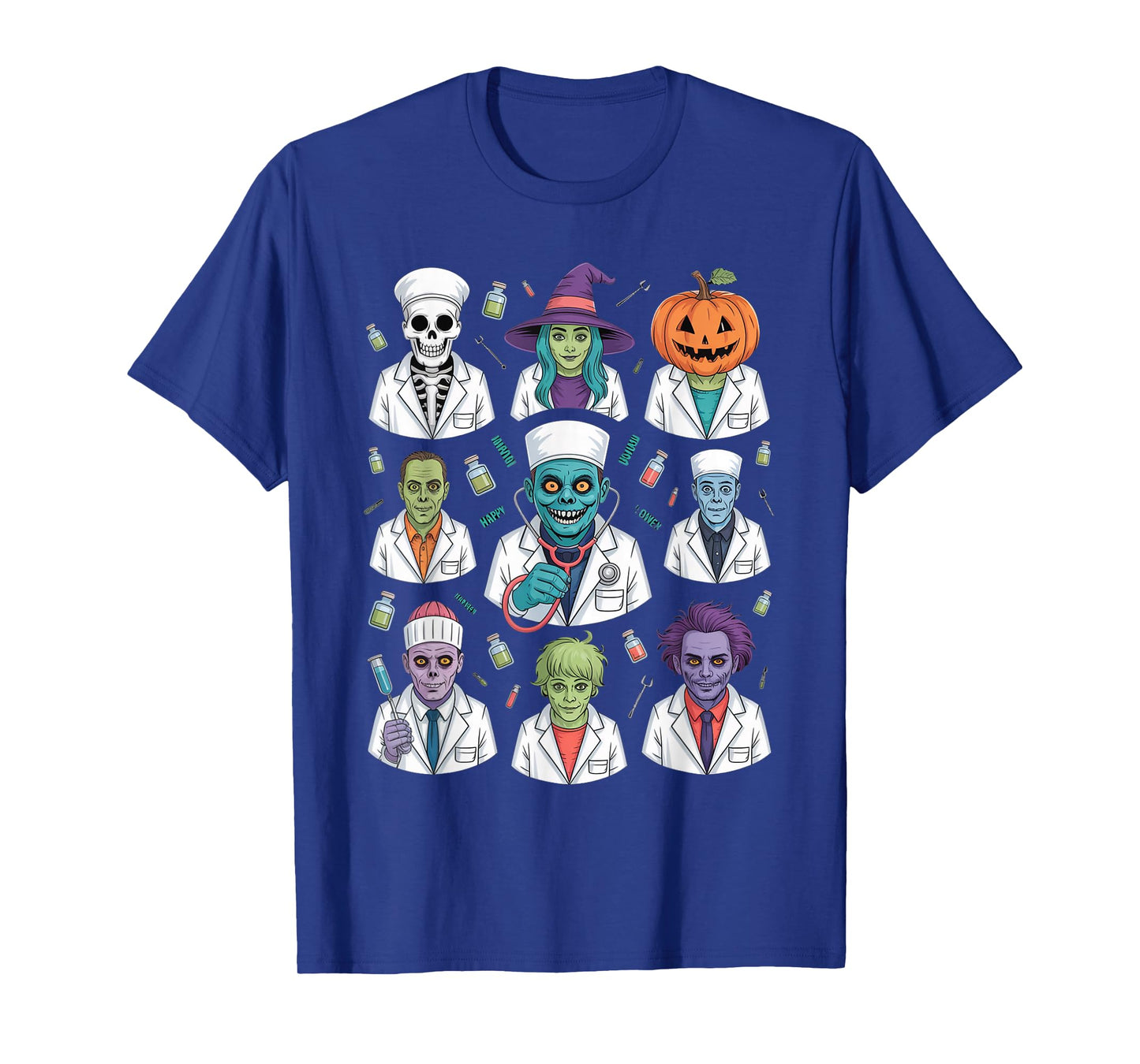 Ghost Nurses Halloween Crew Funny Costume Scrub Top Women T-Shirt