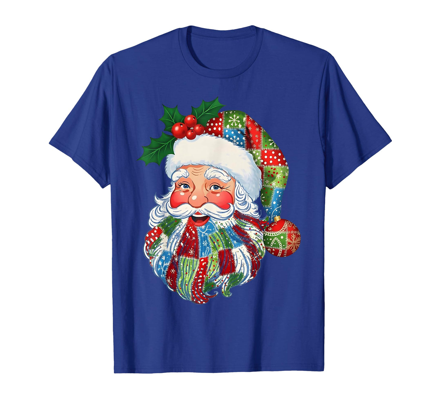 Patchwork Santa Claus Retro Christmas Funny Men Woman Kid T-Shirt