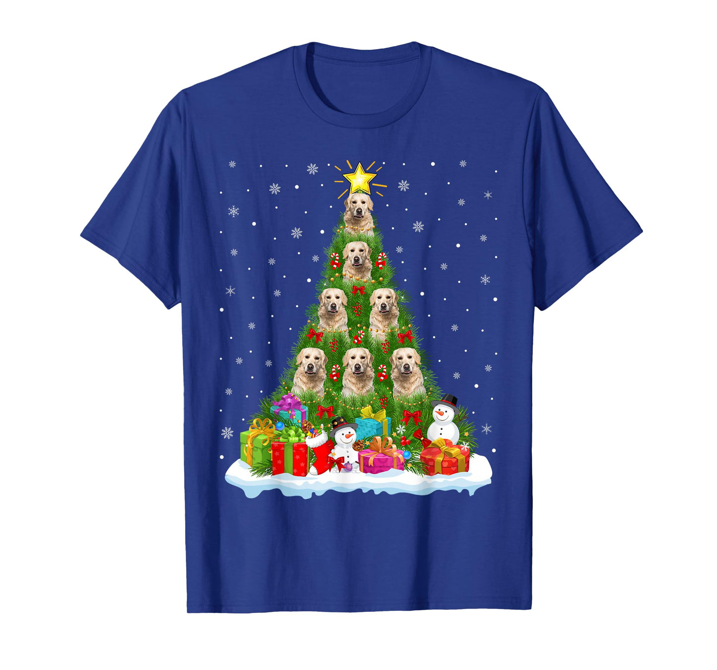 Golden Retriever Dog Christmas Tree Decor Funny Xmas Lights T-Shirt