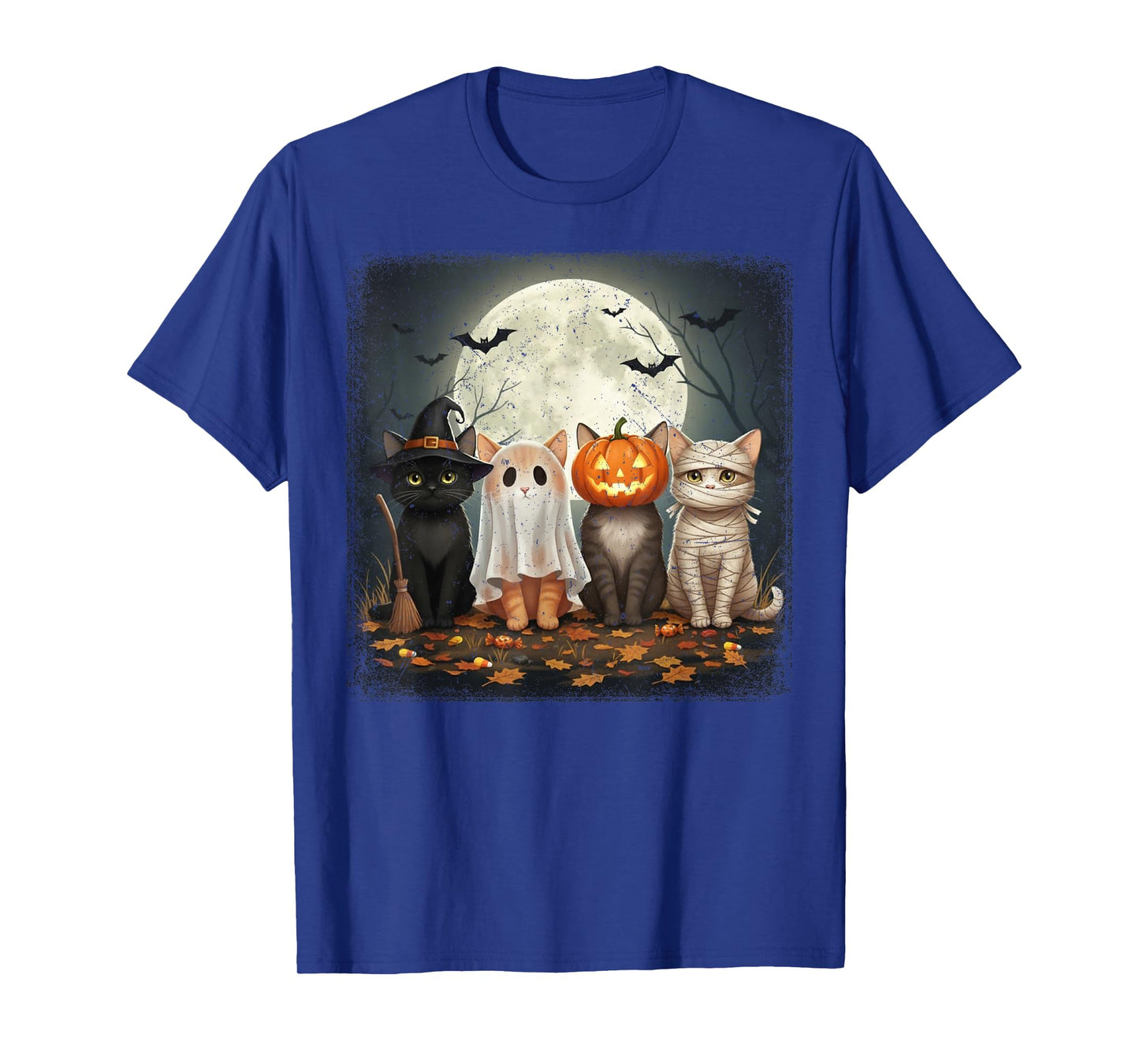 Kawaii Cats Pumpkin Ghost Witch Mummy Halloween Night T-Shirt