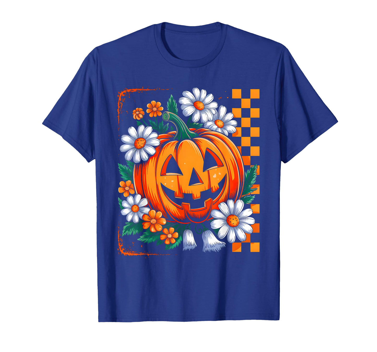 Vintage Floral Boho Pumpkin Funny Halloween Spooky Fall T-Shirt