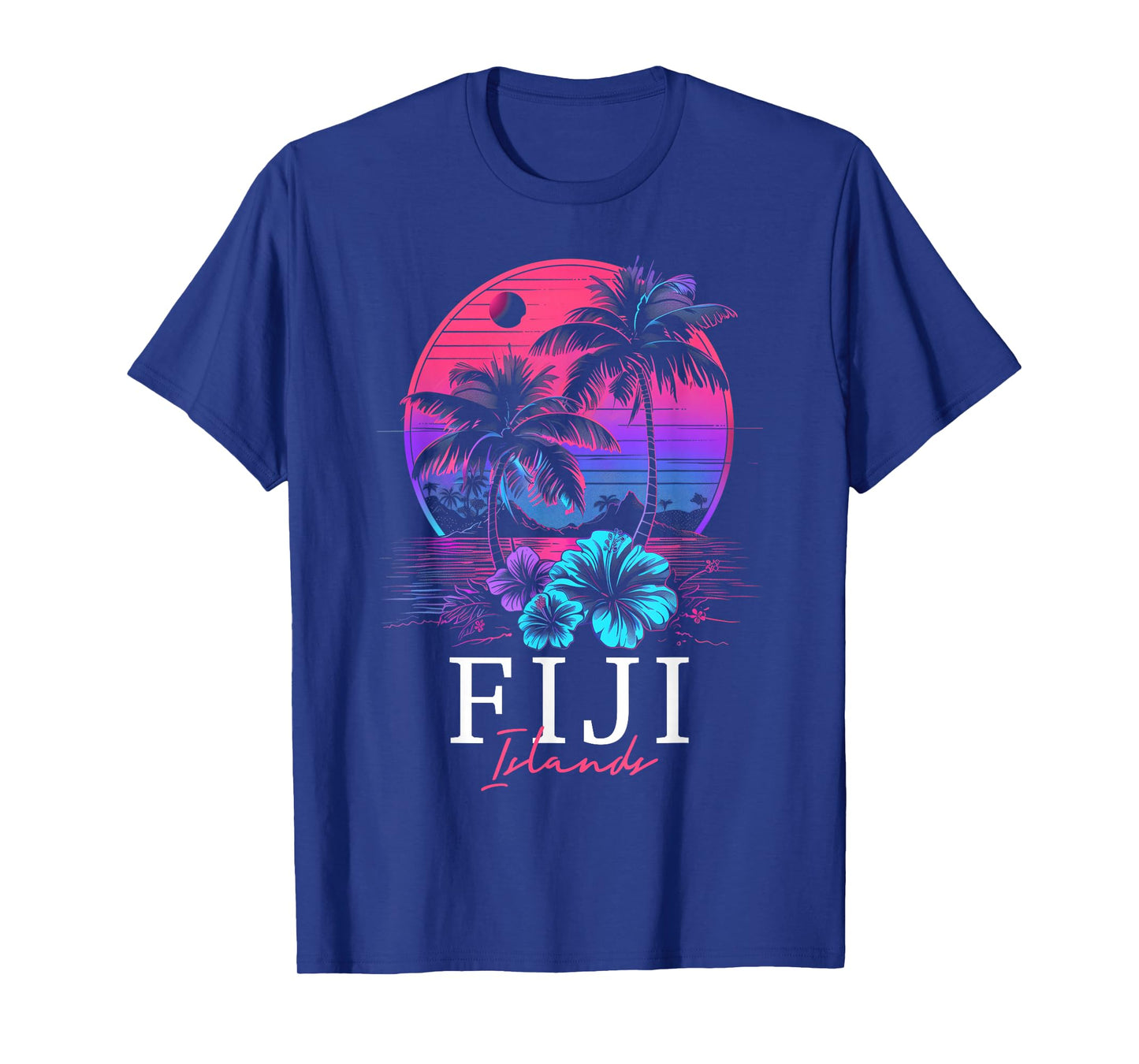 Fiji Islands Hibiscus Flowers Beach Surfer Souvenir T-Shirt