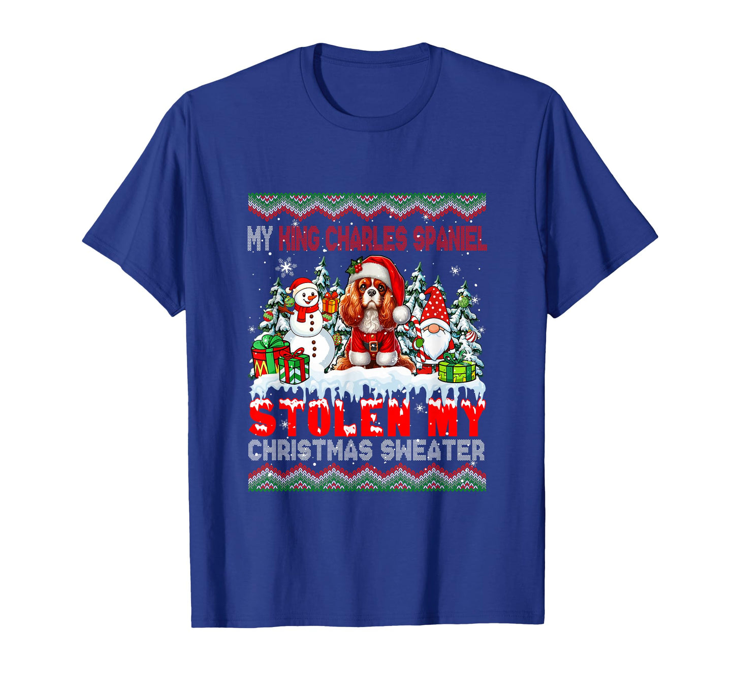 My King Charles Spaniel Stolen Christmas Sweater Dog Gnome T-Shirt
