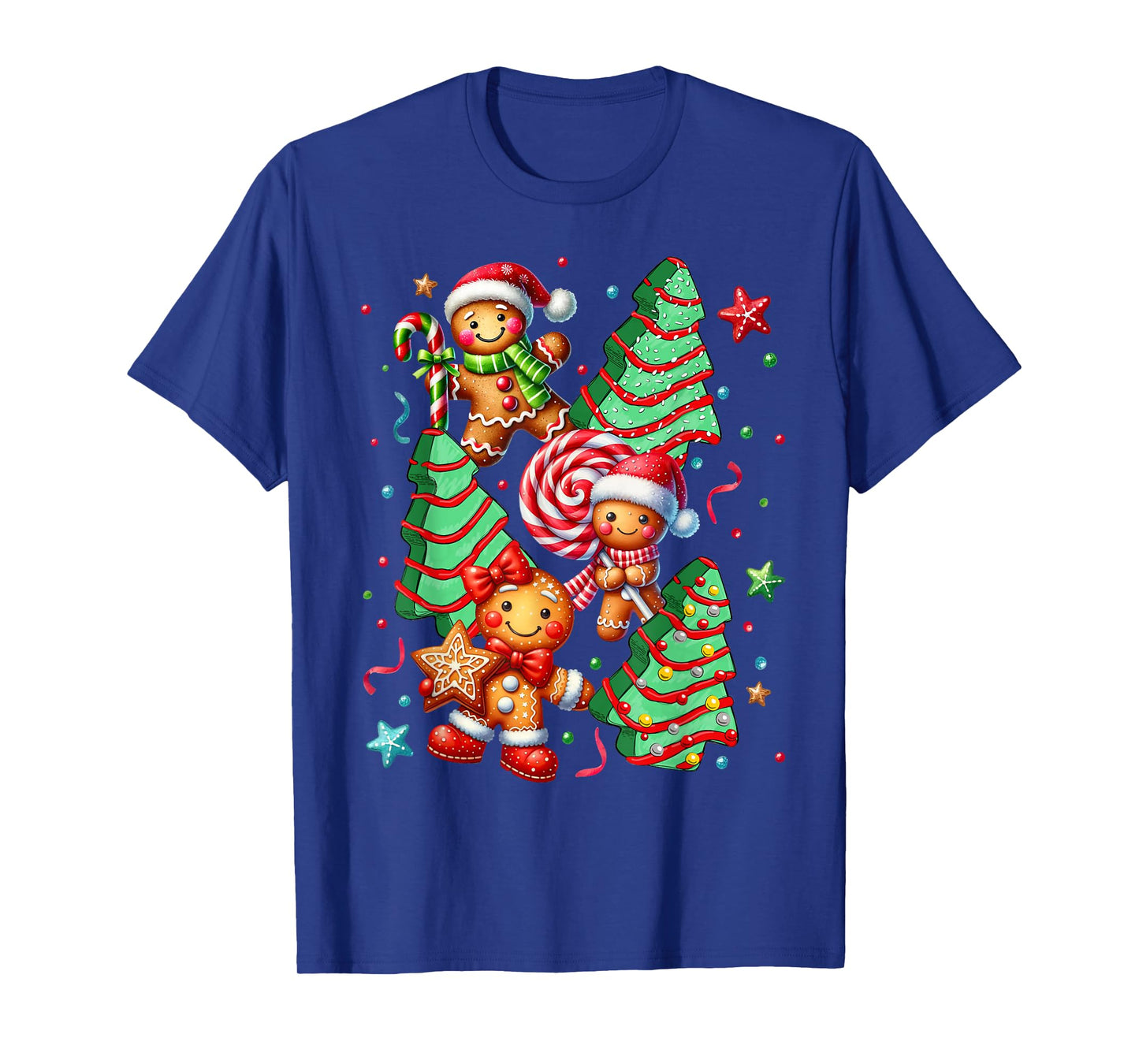 Cute Christmas Tree Santa Gingerbread Xmas Women Men T-Shirt