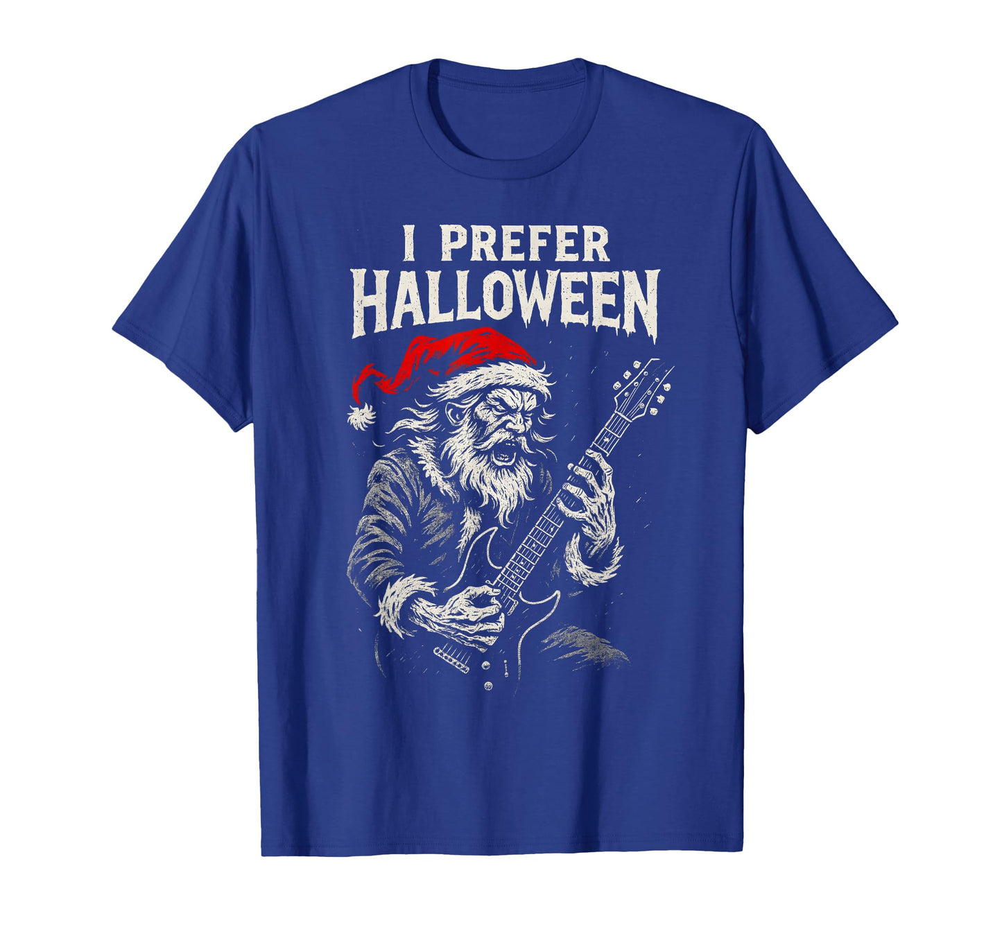 Rock Guitar Santa Claus I Prefer Halloween Funny Christmas T-Shirt