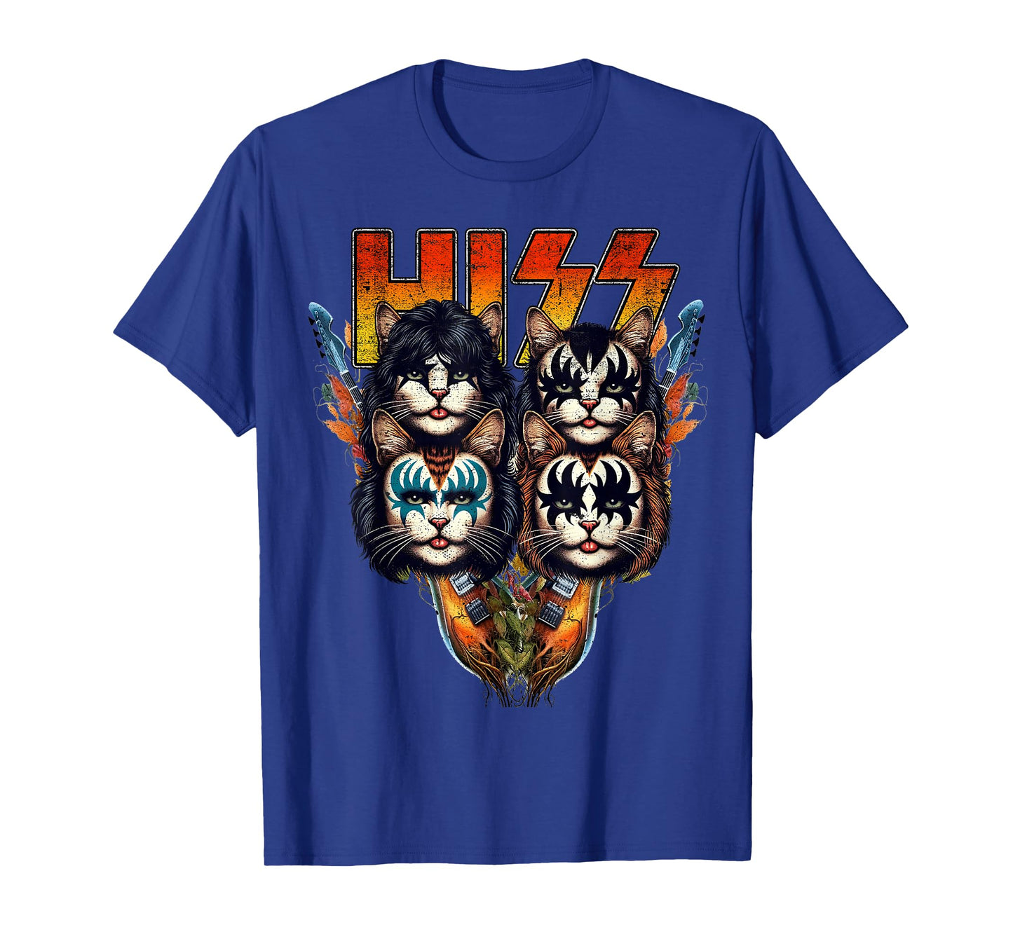 Hiss Funny Cats Kittens Parody Rock Rockin vintage retro cat T-Shirt