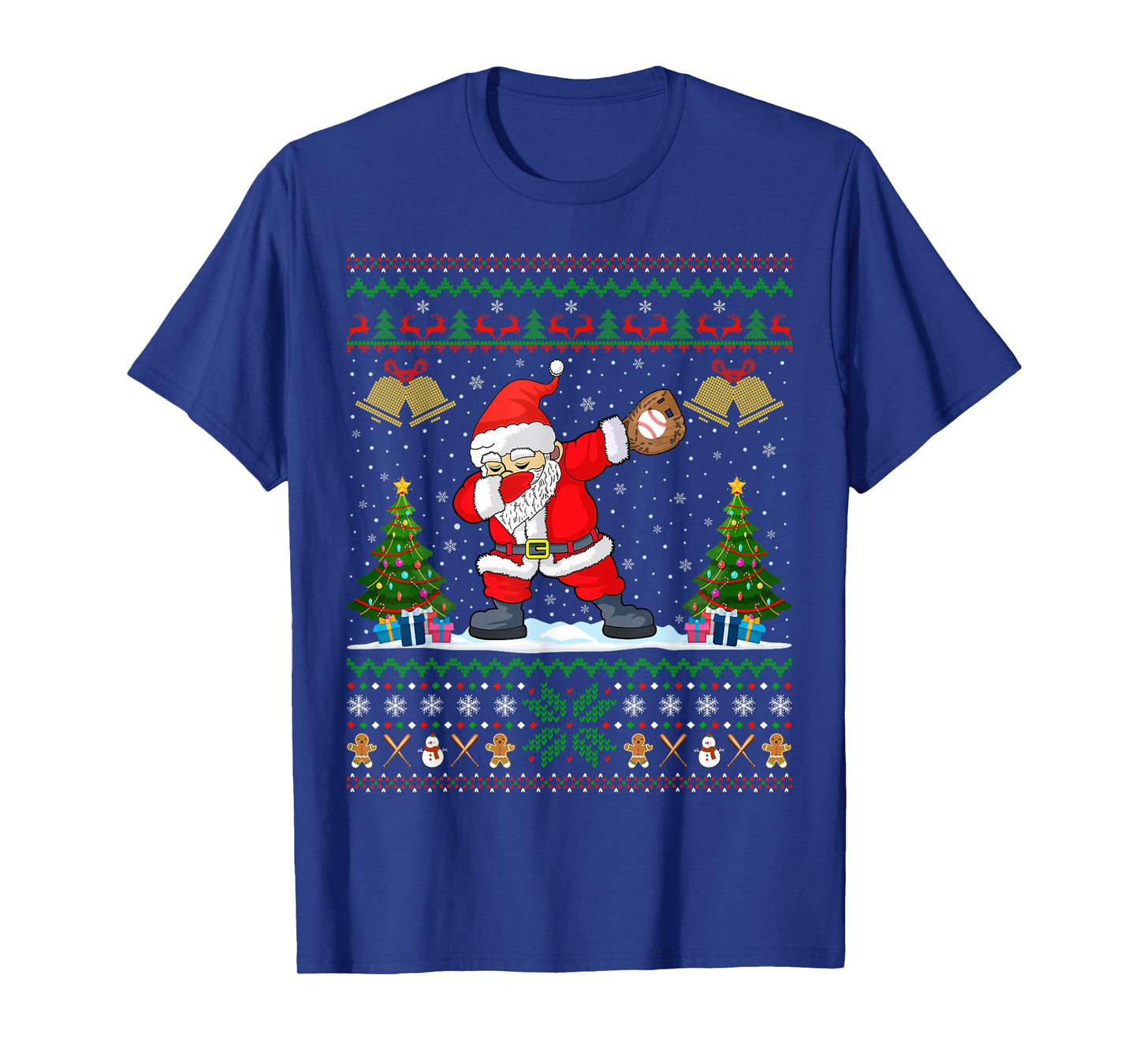 Ugly Xmas Sweater Dabbing Santa Baseball Player Christmas T-Shirt