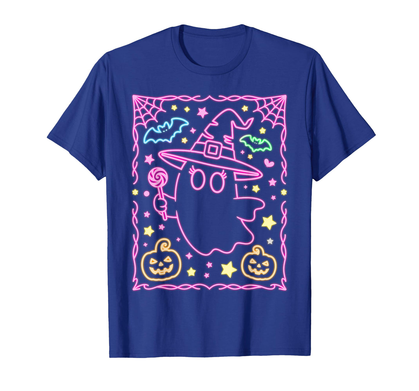 Cute Halloween Girls Pink Ghost Witch Candy Pumpkin Kids T-Shirt
