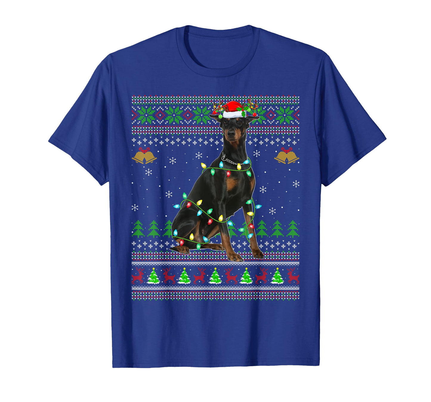 Doberman Dog Ugly Christmas Sweaters Holiday Santa Xmas T-Shirt