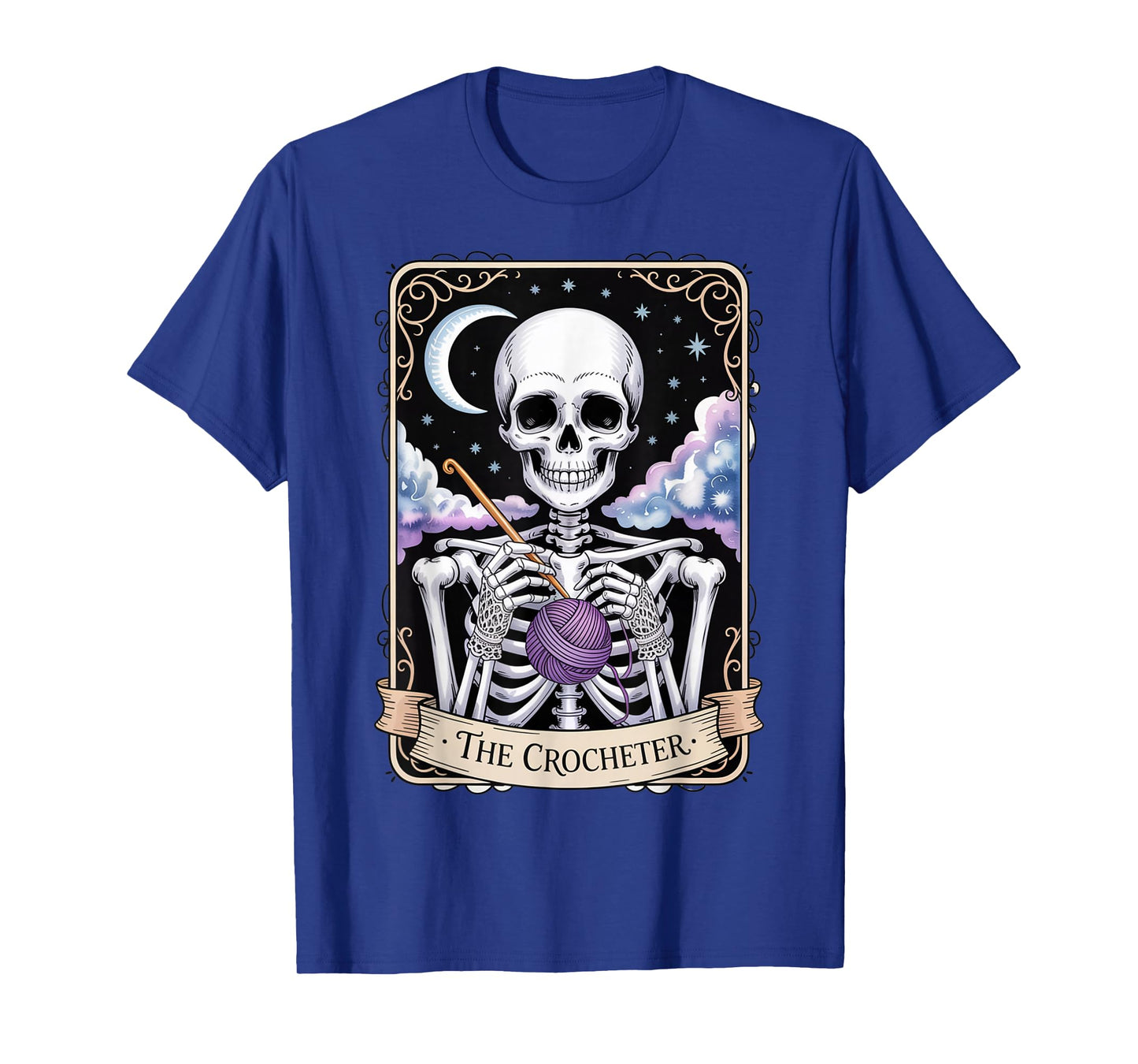 The Crocheter Mom Tarot Card Skeleton Knitting T-Shirt