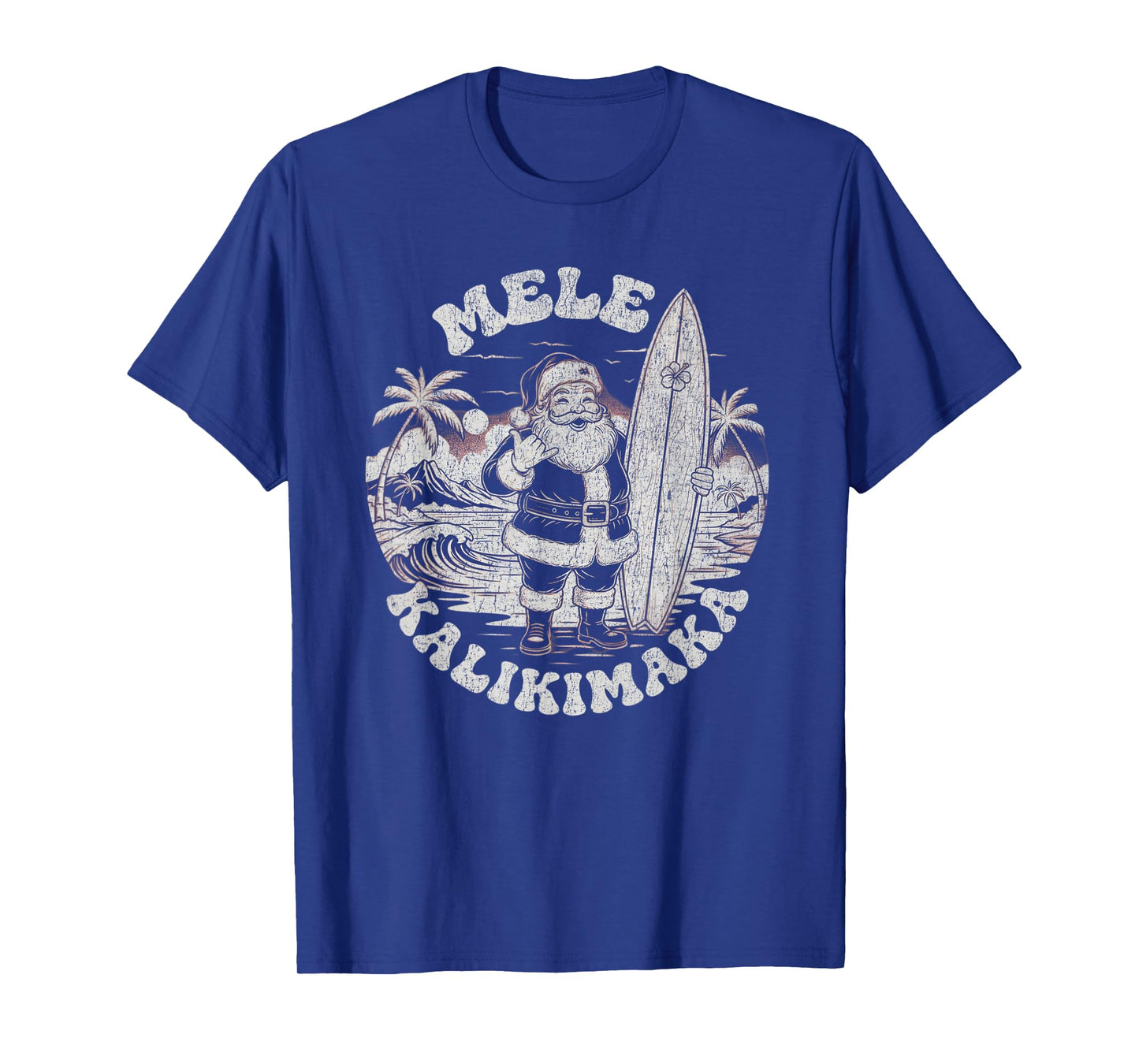 Mele Kalikimaka Christmas Shirt Hawaiian Surfing Santa Tee T-Shirt