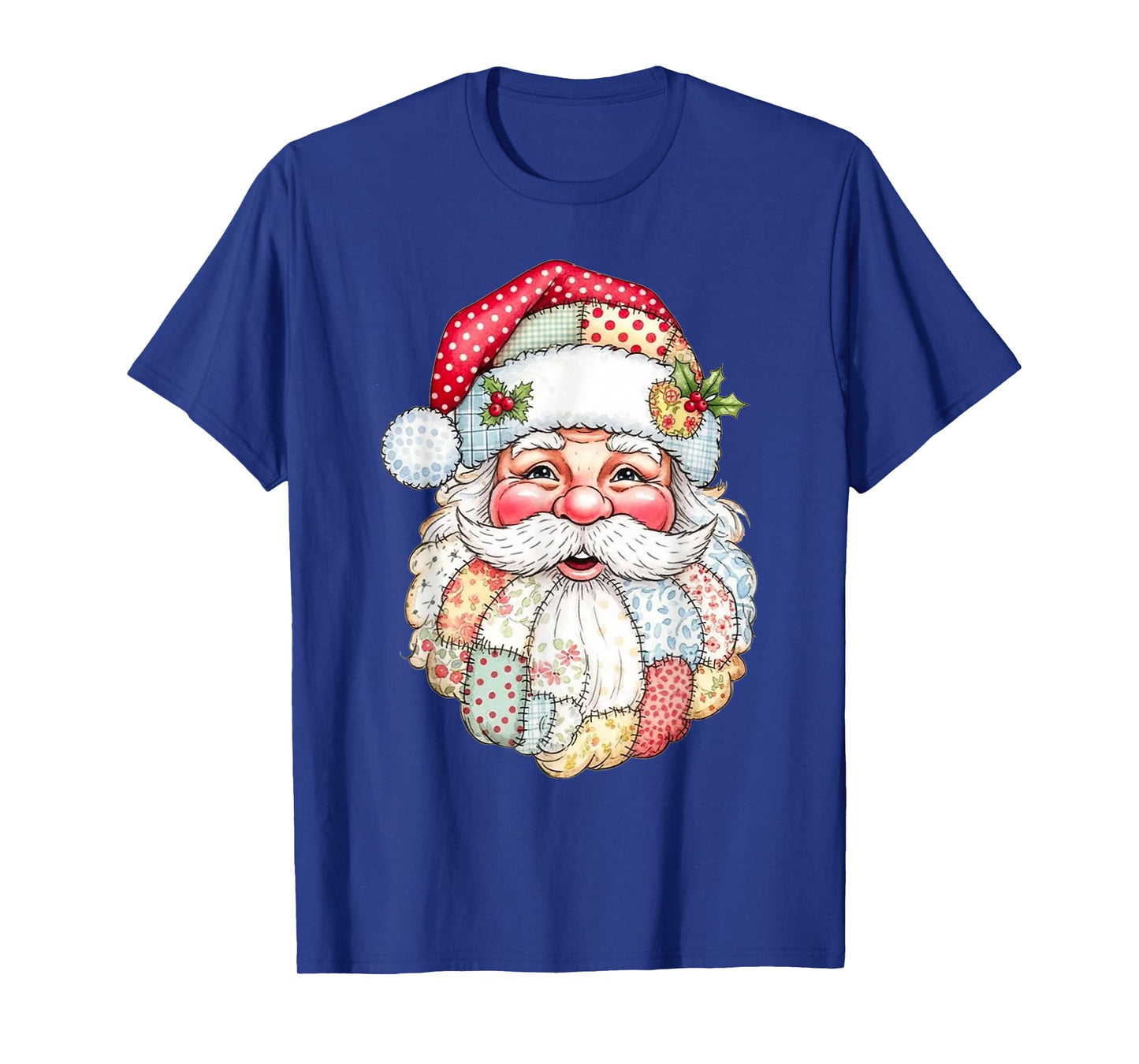 Trendy Patchwork Santa Claus Christmas Pink Patchwork Santa T-Shirt