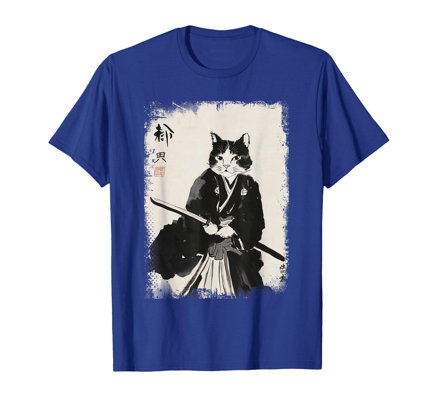 Cat Samurai Warrior Vintage Ukiyo-e Art Japanese Katana T-Shirt