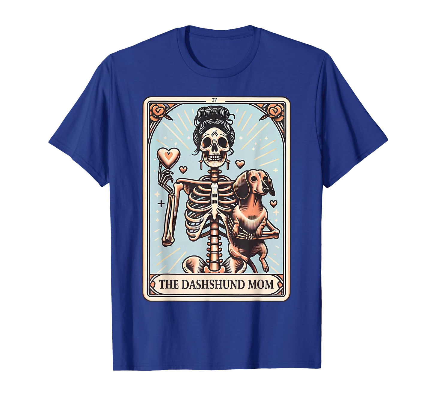 Valentine's Day Dachshund Mom Tarot Card Skeleton Doxie Mama T-Shirt