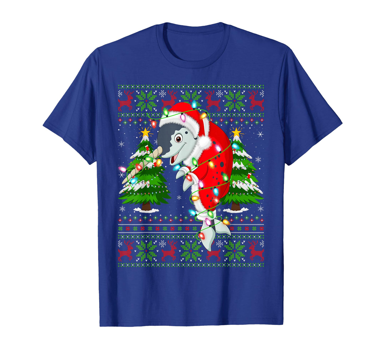 Narwhal Christmas Lights Santa Costume Ugly Xmas Sweaters T-Shirt