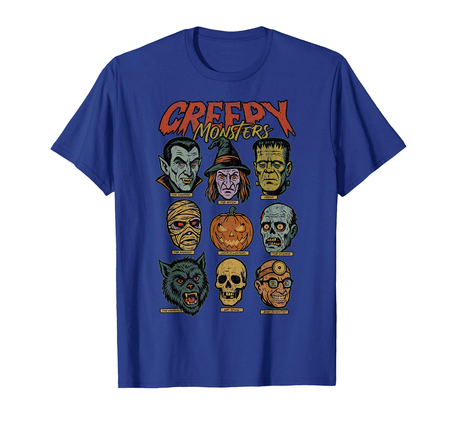 Halloween Boys Creepy Monsters Mummy Skeleton Frankenstein T-Shirt