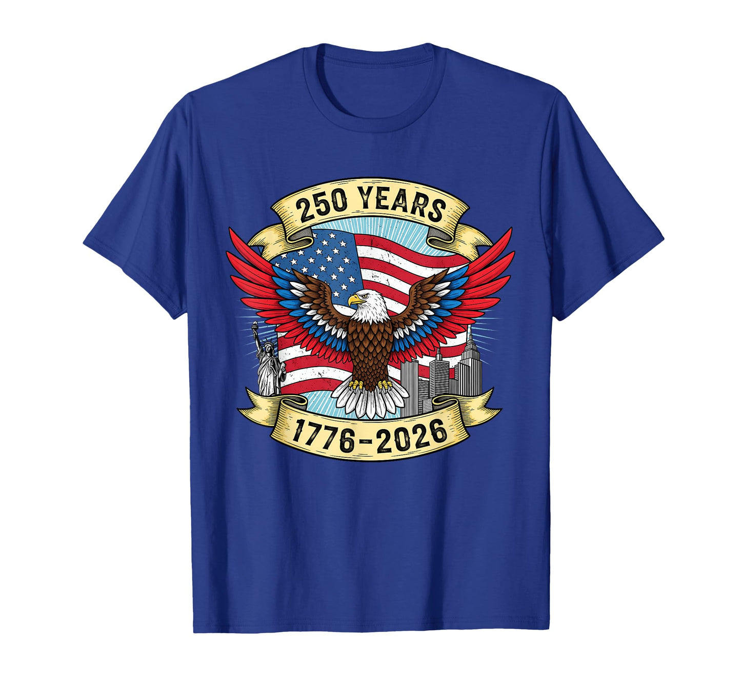 250th Birthday 1776 2026 Eagle Flag Patriotic Anniversary T-Shirt