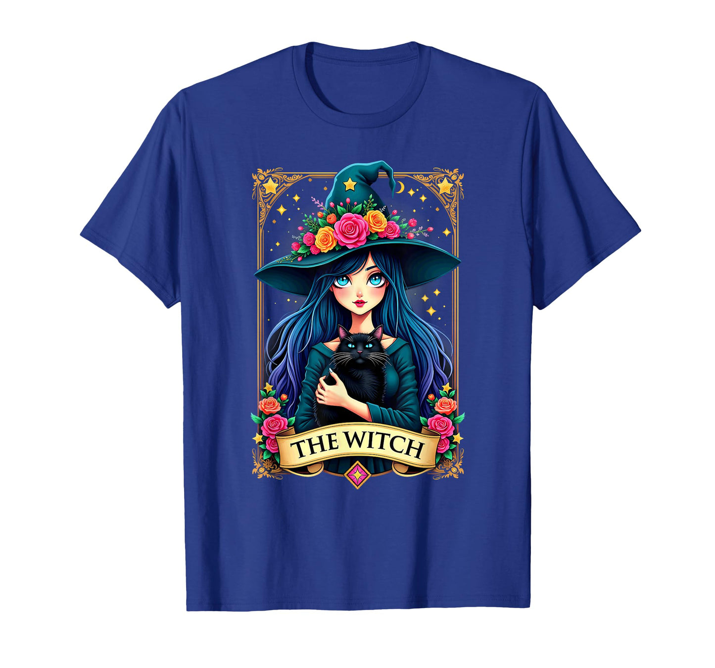 Gothic Tarot Card The Witch with Black Cat T-Shirt