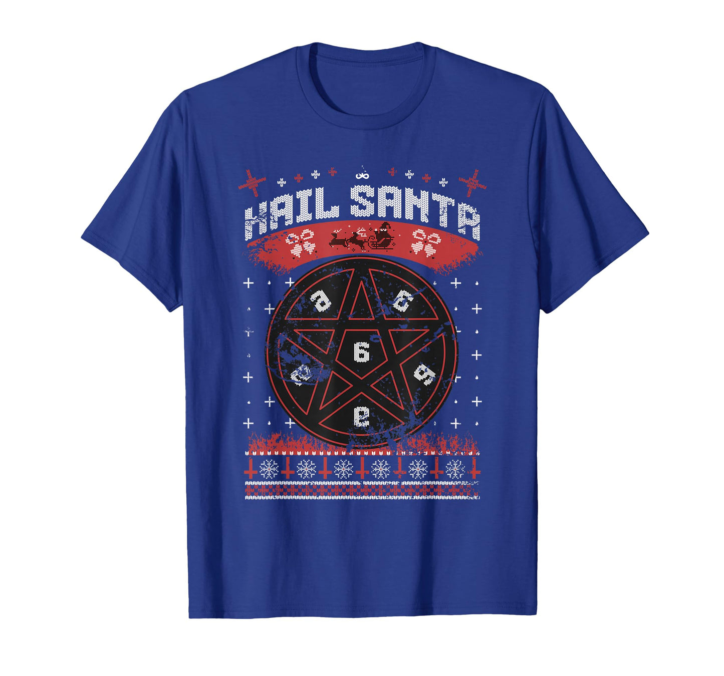 Hail Santa Distressed Christmas Pentagram T-Shirt