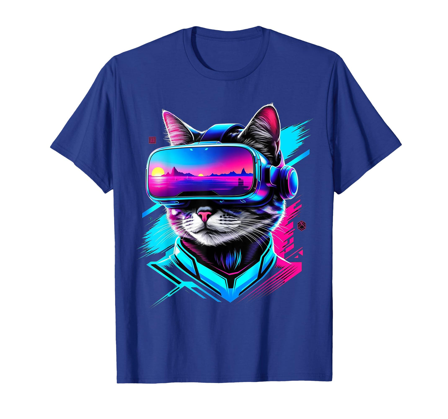 Funny VR Gamer Cat In VR Headset Virtual Reality Gaming T-Shirt for Men Women Girls Kids