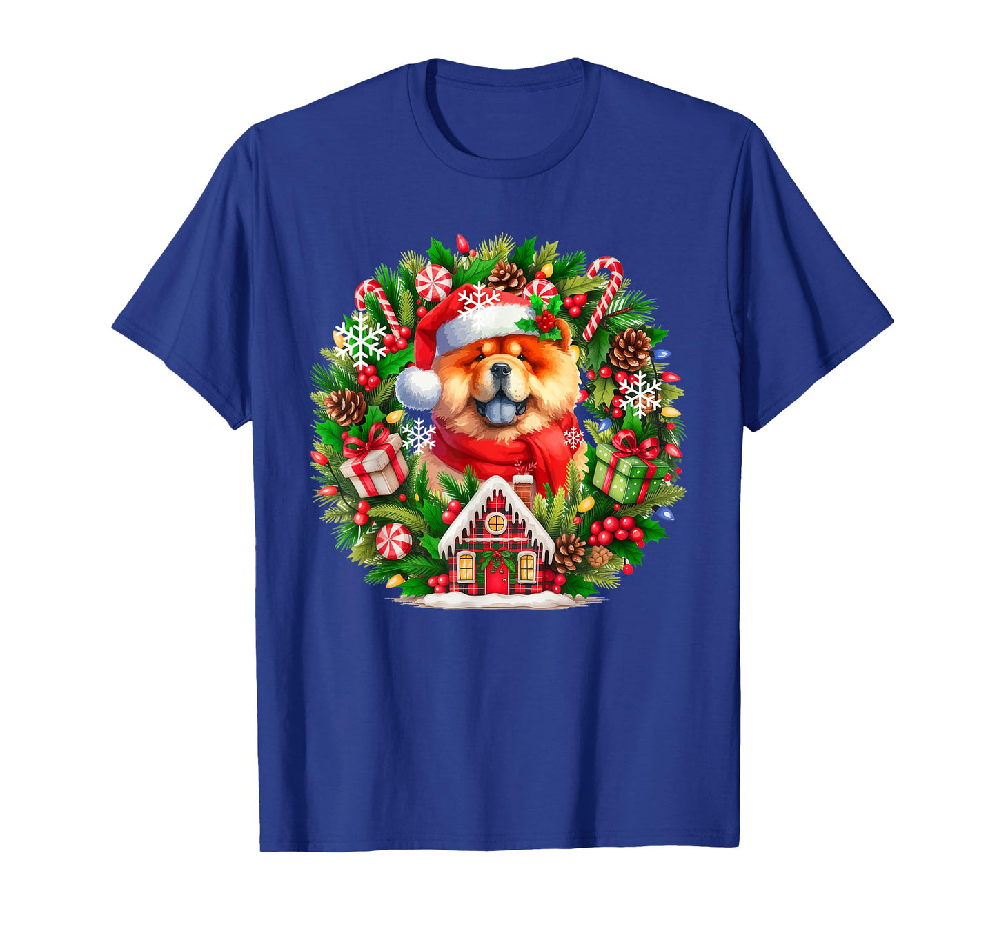 Santa Chow Chow Christmas Floral Circle Matching Owner Kids T-Shirt