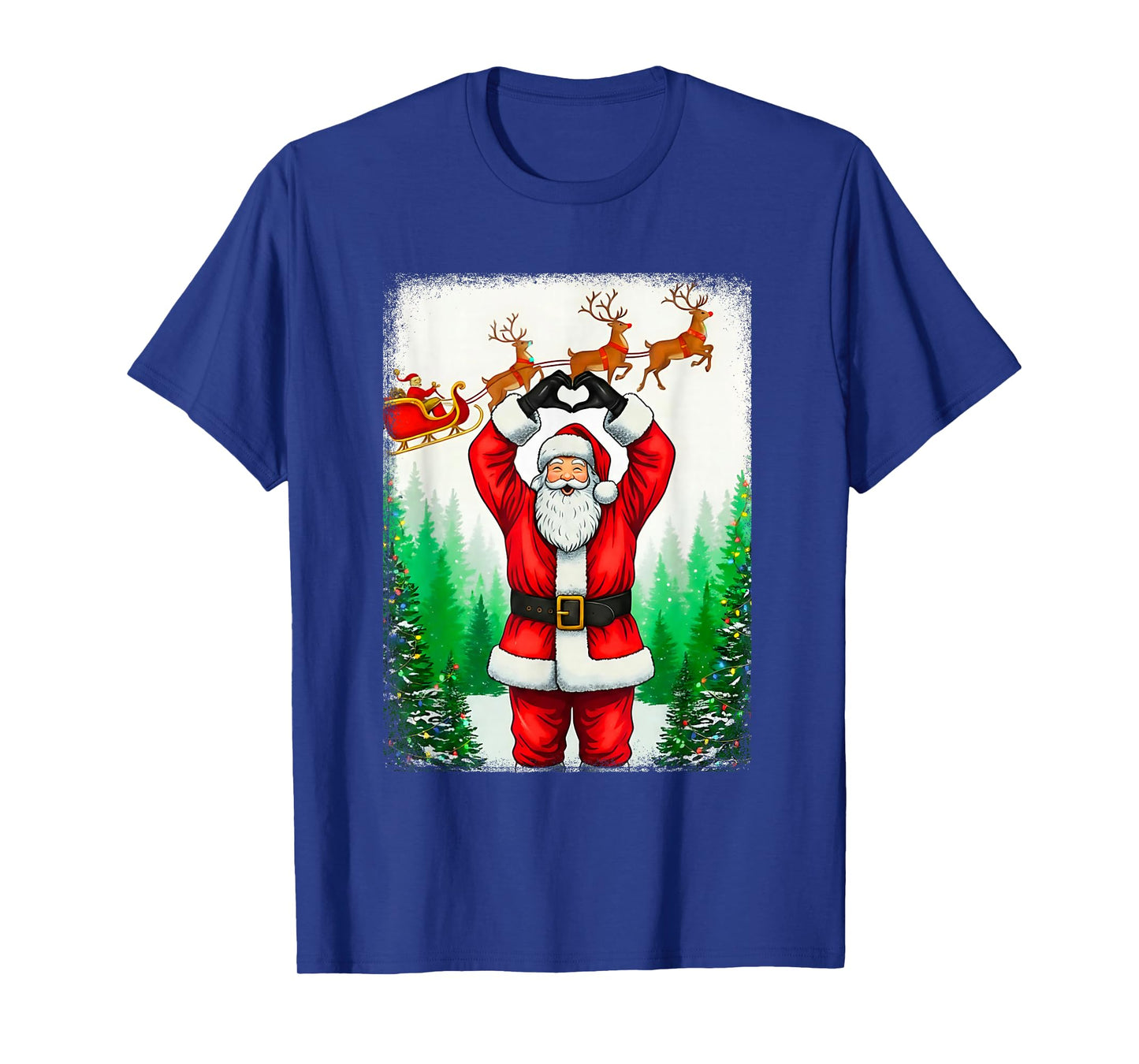 Funny Santa Clause Heart Hands Poster Christmas Men Boys T-Shirt