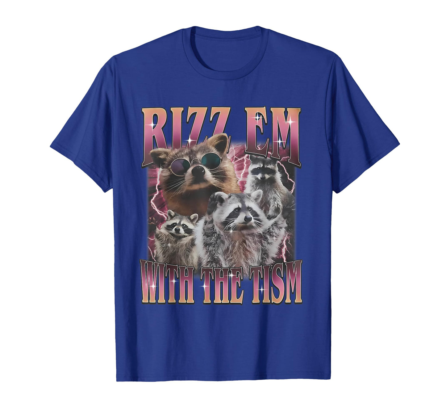 Rizz Em With The Tism Retro Raccoon Bootleg Humor T-Shirt
