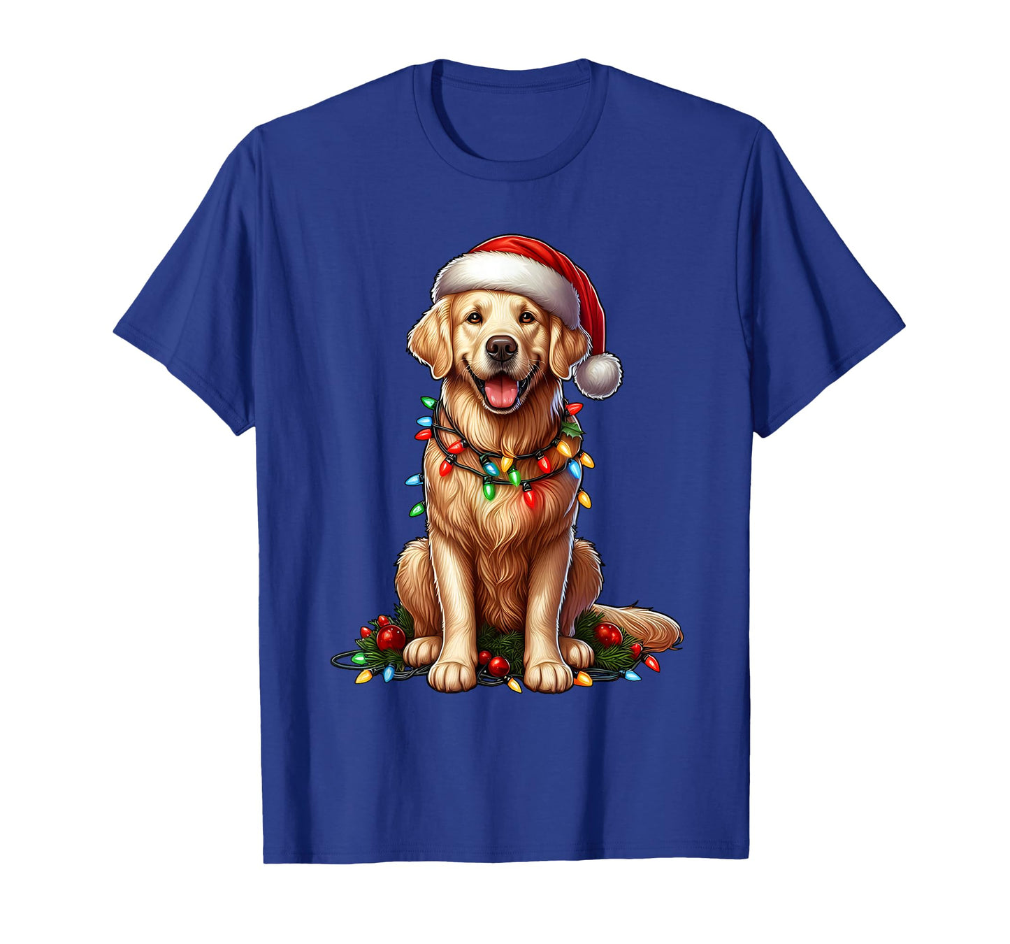 Golden Retriever Christmas Tree Lights Xmas Pajama Dog Lover T-Shirt