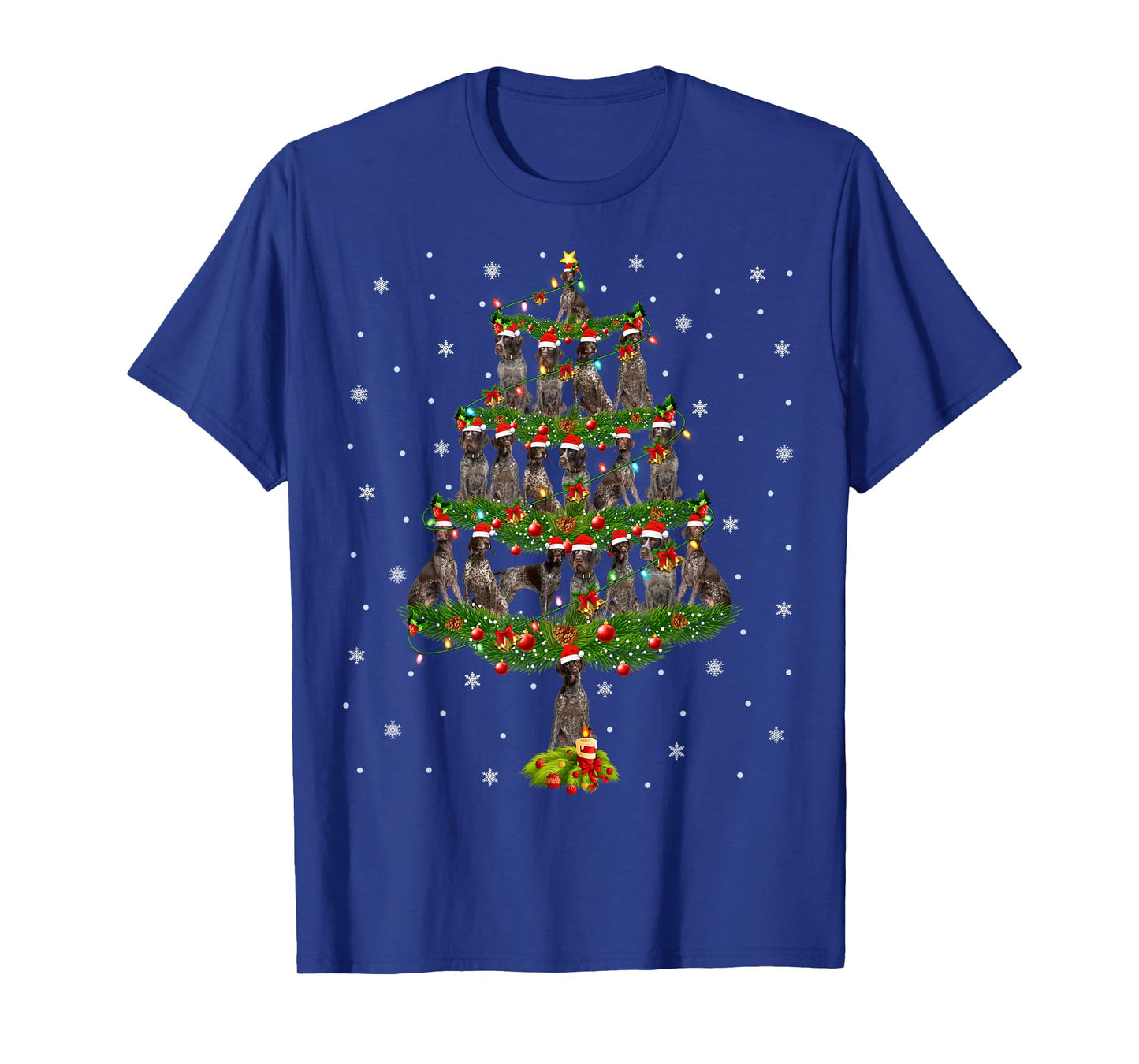German Shorthaired Pointer Dog Christmas Tree Lights Xmas T-Shirt