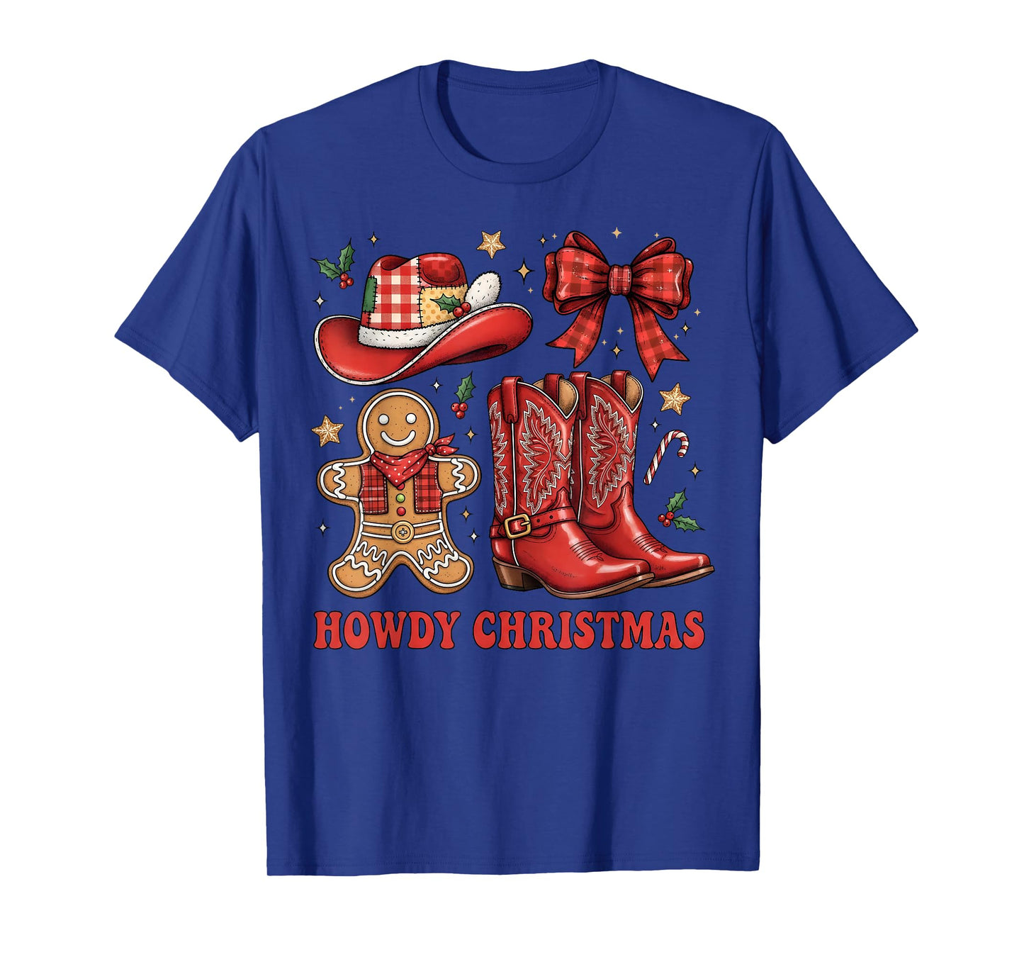 Western Howdy Christmas Cowgirl Boot Coquette Bow Christmas T-Shirt