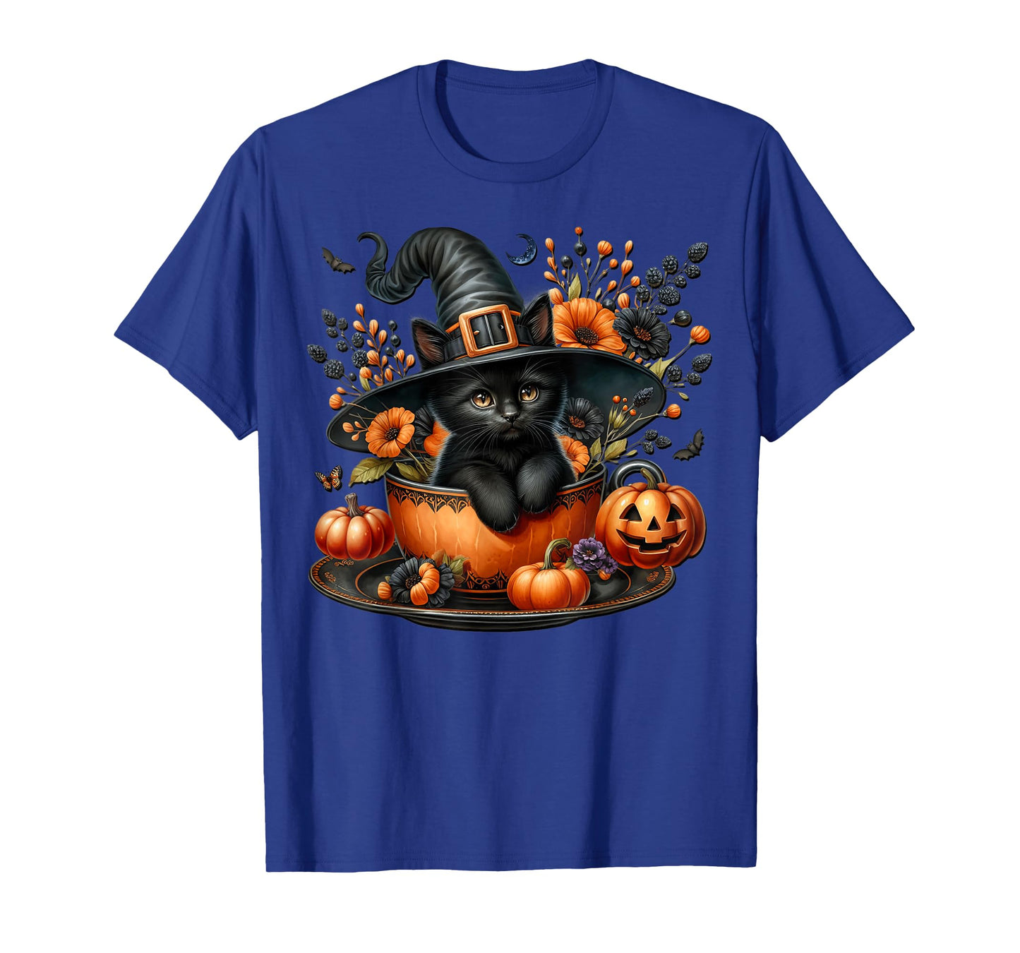 Halloween Cat Pumpkin Kitten Graphic for Black Cat Lover T-Shirt