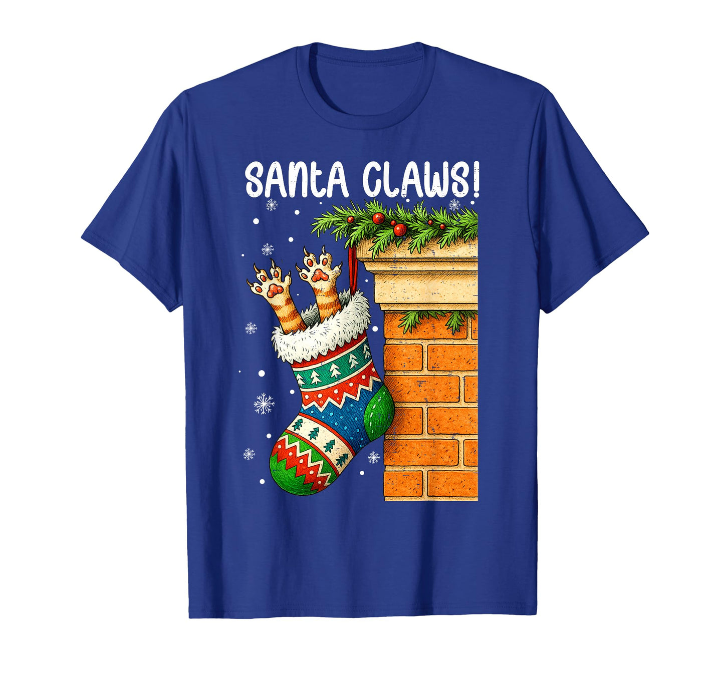 Christmas Cat Sock Santa Kitten Claw Cat Lover Xmas Pajama T-Shirt