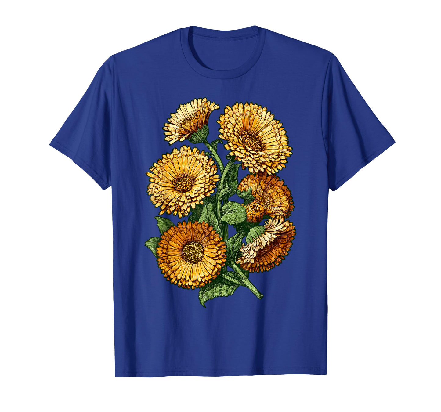 Calendula Marigold Herbal Plant Botanical Flower Nature T-Shirt