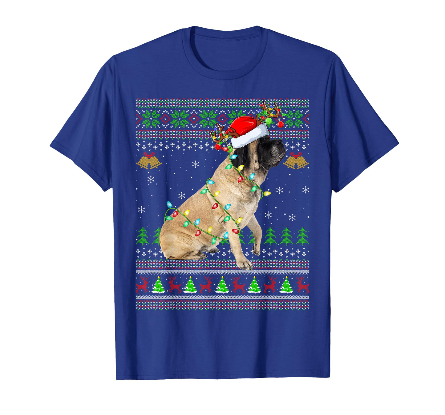 English Mastiff Dog Ugly Christmas Sweaters Holiday Xmas T-Shirt