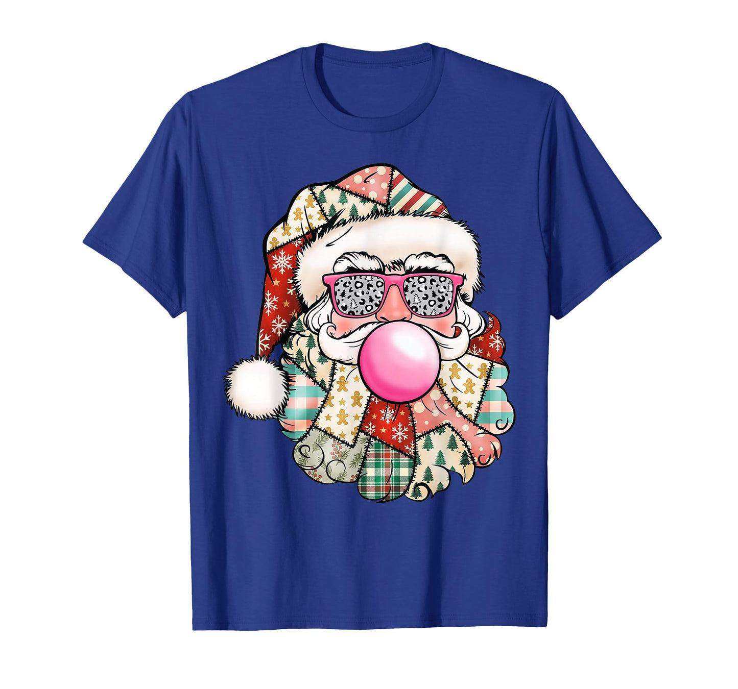 Vintage Retro Santa Christmas Bubble Gum Pink Sunglasses T-Shirt